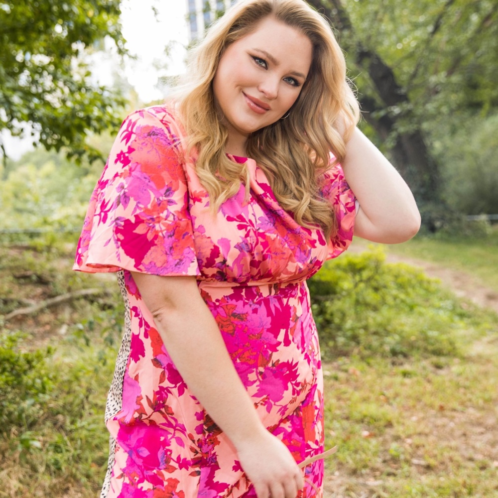 NWT Chi Chi London Flutter Sleeve Floral and Animal Print Midi Day Dress… - Picture 6 of 10